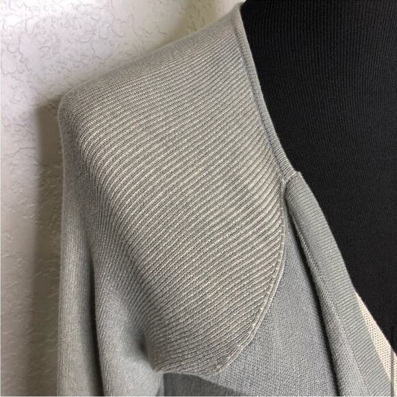 Cabi sage green gray mixed knit open draped front cardigan size Medium #5132 - Picture 8 of 16